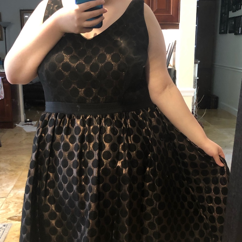 Adrianna Papell Plus Size Metallic Polka Dot Dress